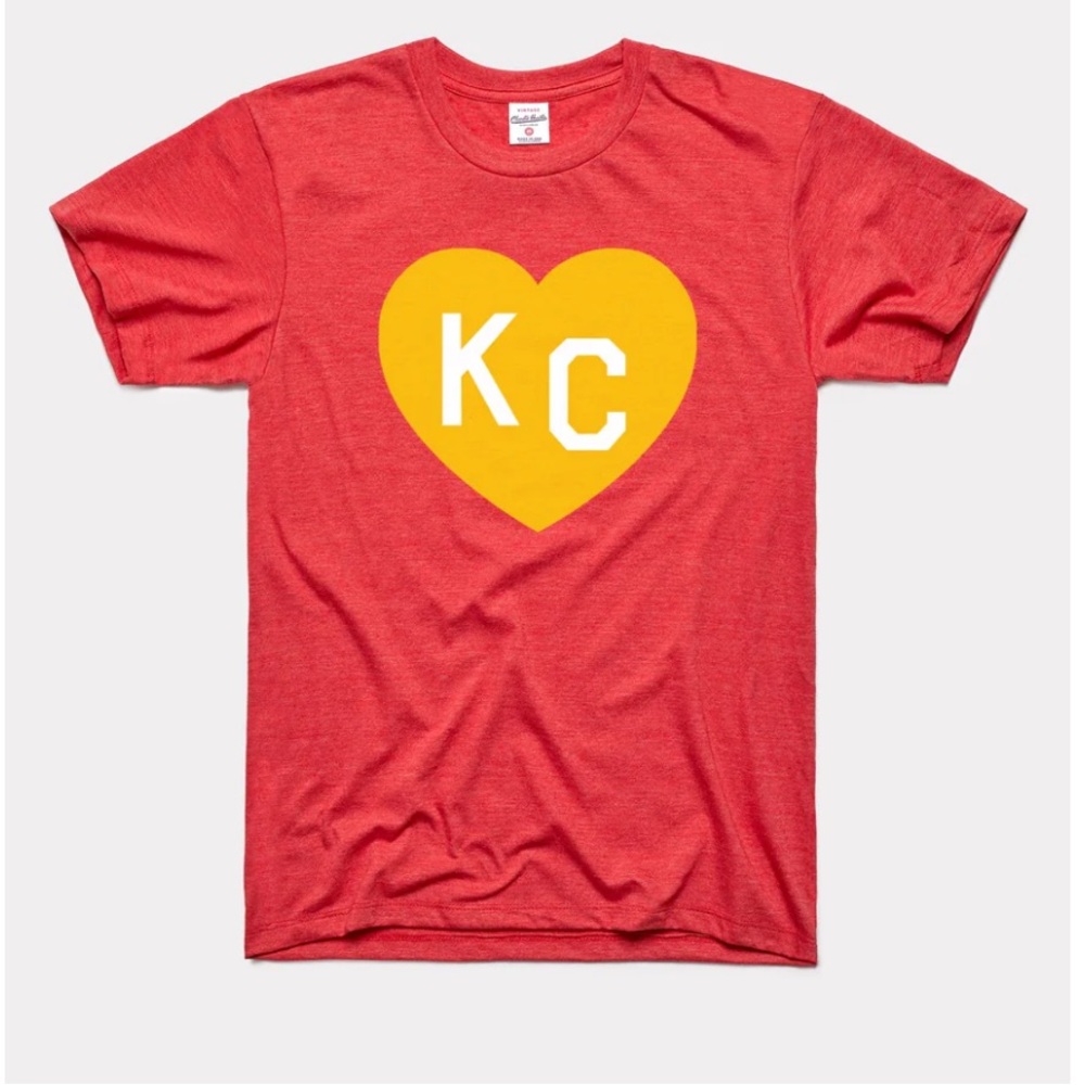 Unisex Charlie Hustle Kansas City KC Red and Gold KC Heart Short Sleeve Tee